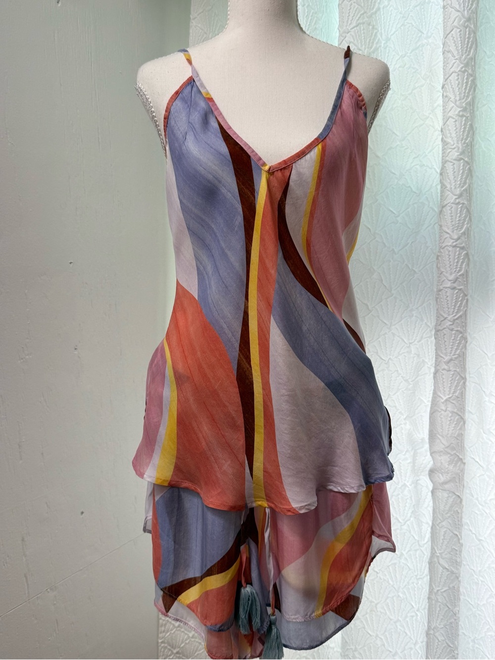 Roller Rabbit Pastel Swirl Strappy Cami in Pink, Blue, Yellow, Brown